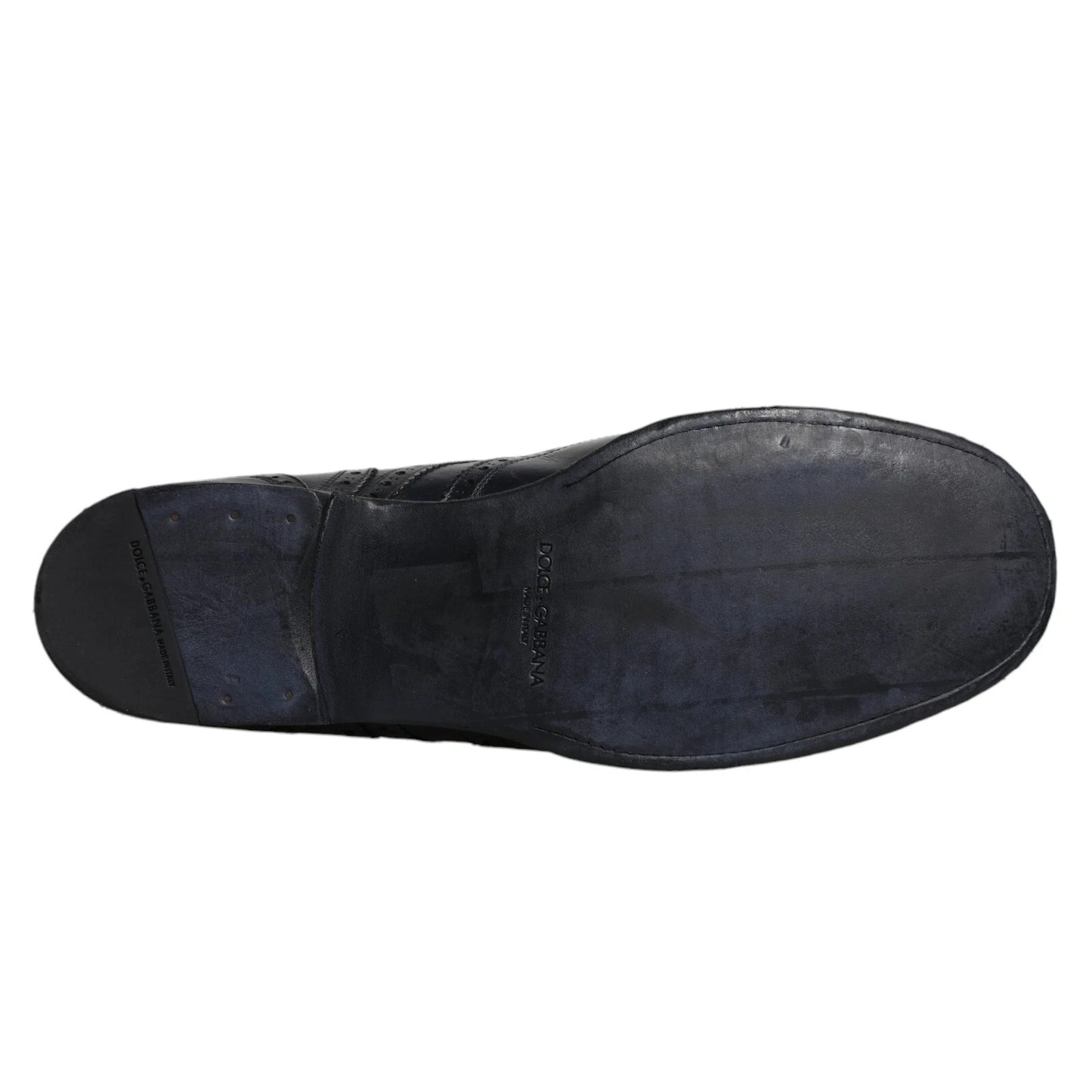 Dark Blue Leather Derby Wingtip Formal Shoes