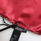 Red Solid Satin Silk Square Handkerchief Scarf