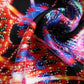 Black Multicolor Print Square Foulard Scarf
