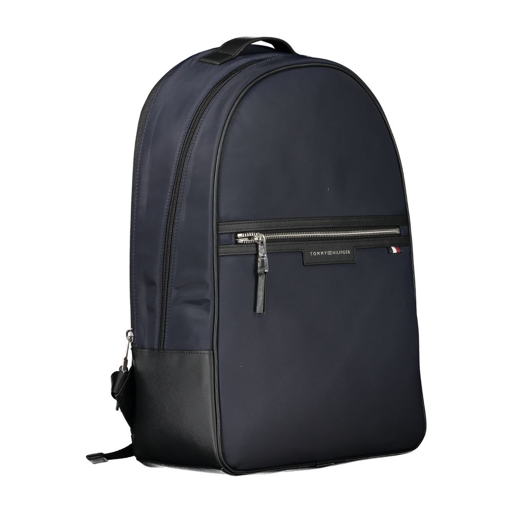 Blue Recycled Polyester Men Backpack
