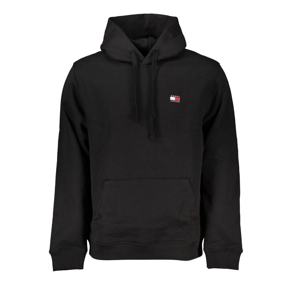 Black Cotton Men Sweater with Hood