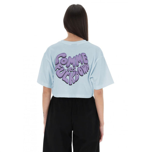 Blue Cotton Women T-Shirt