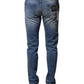 Blue Washed Cotton Skinny Men Denim Jeans