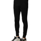 Black Nylon Elastic Logo Men Leggings Pants