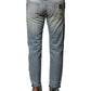Light Blue Tattered Straight Men Denim Jeans