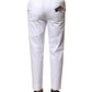 White Cotton Straight Logo Men Pants