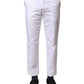 White Cotton Straight Logo Men Pants