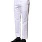 White Cotton Straight Logo Men Pants