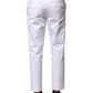 White Cotton Straight Logo Men Pants