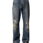 Blue Cotton Tattered Men Denim Jeans