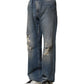 Blue Cotton Tattered Men Denim Jeans