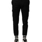 Black Cotton Cargo Joggers Men Pants
