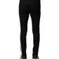 Black Wool Men Skinny Mid Waist Pants