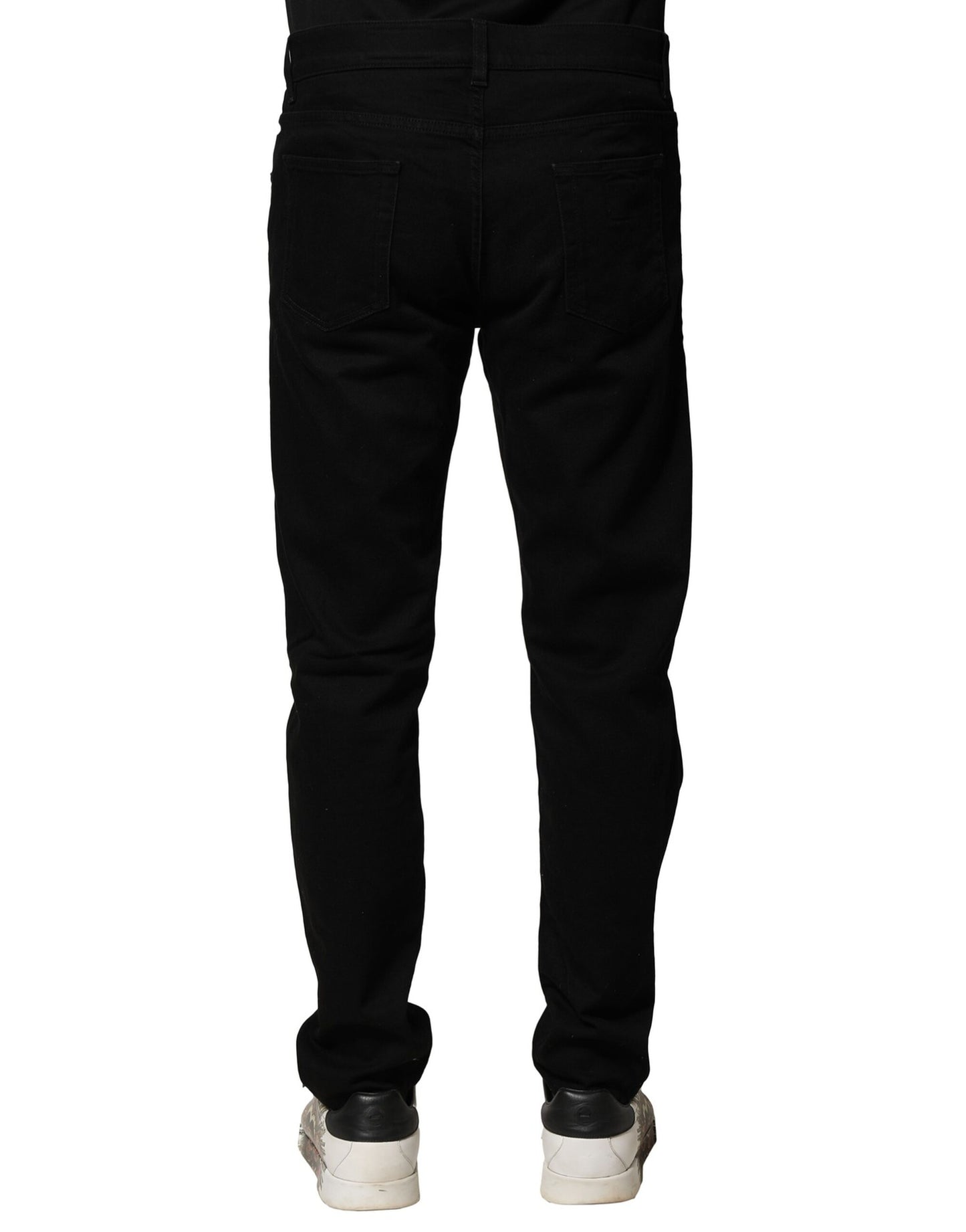 Black Cotton Tattered Slim Fit Men Denim Jeans