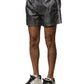Gray Polyester Mid Waist Casual Bermuda Shorts