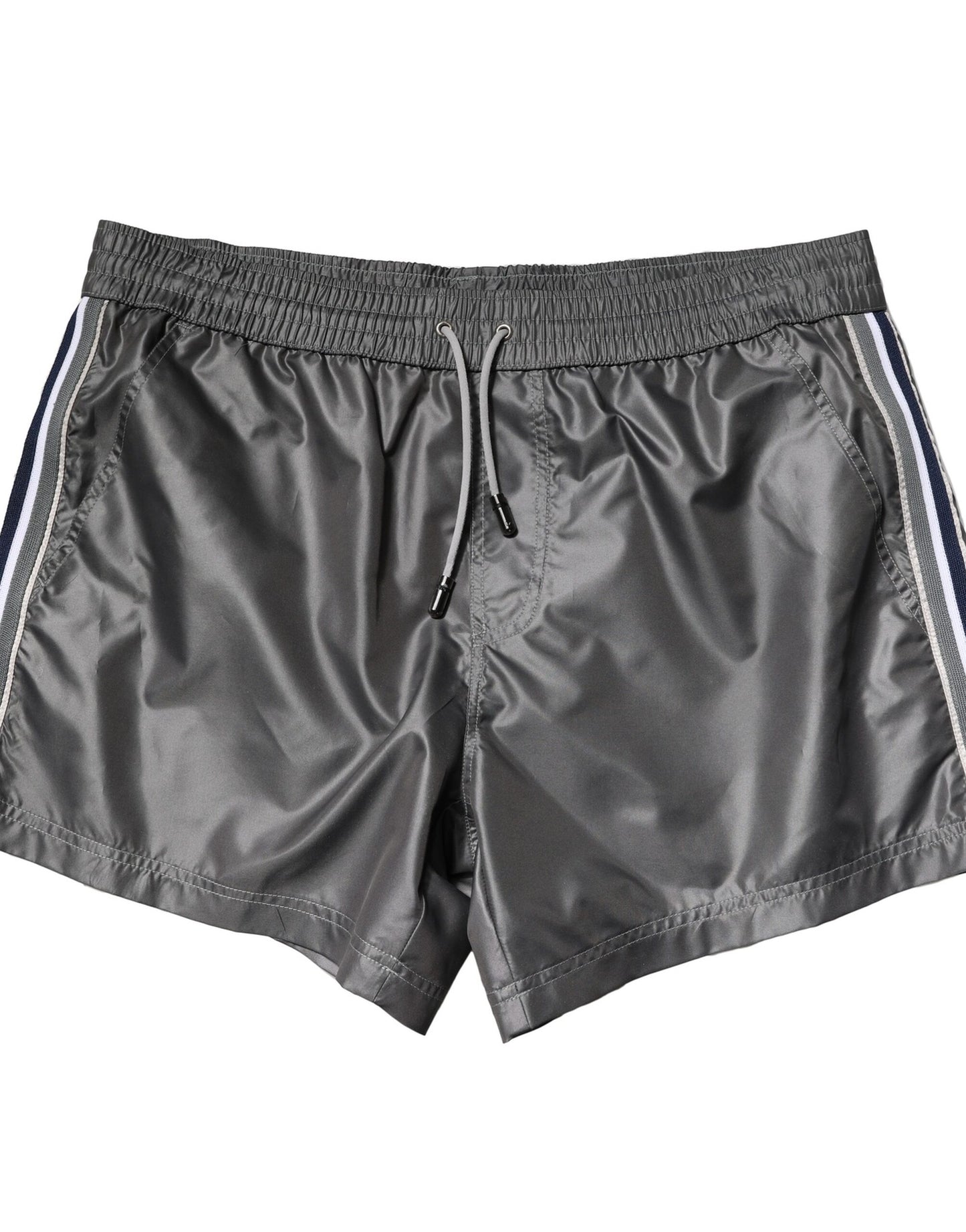 Gray Polyester Mid Waist Casual Bermuda Shorts