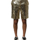 Gold Sequin Polyester Embellished Bermuda Shorts