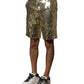 Gold Sequin Polyester Embellished Bermuda Shorts