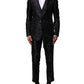 Black Jacquard 3 Piece Single Breasted Suit