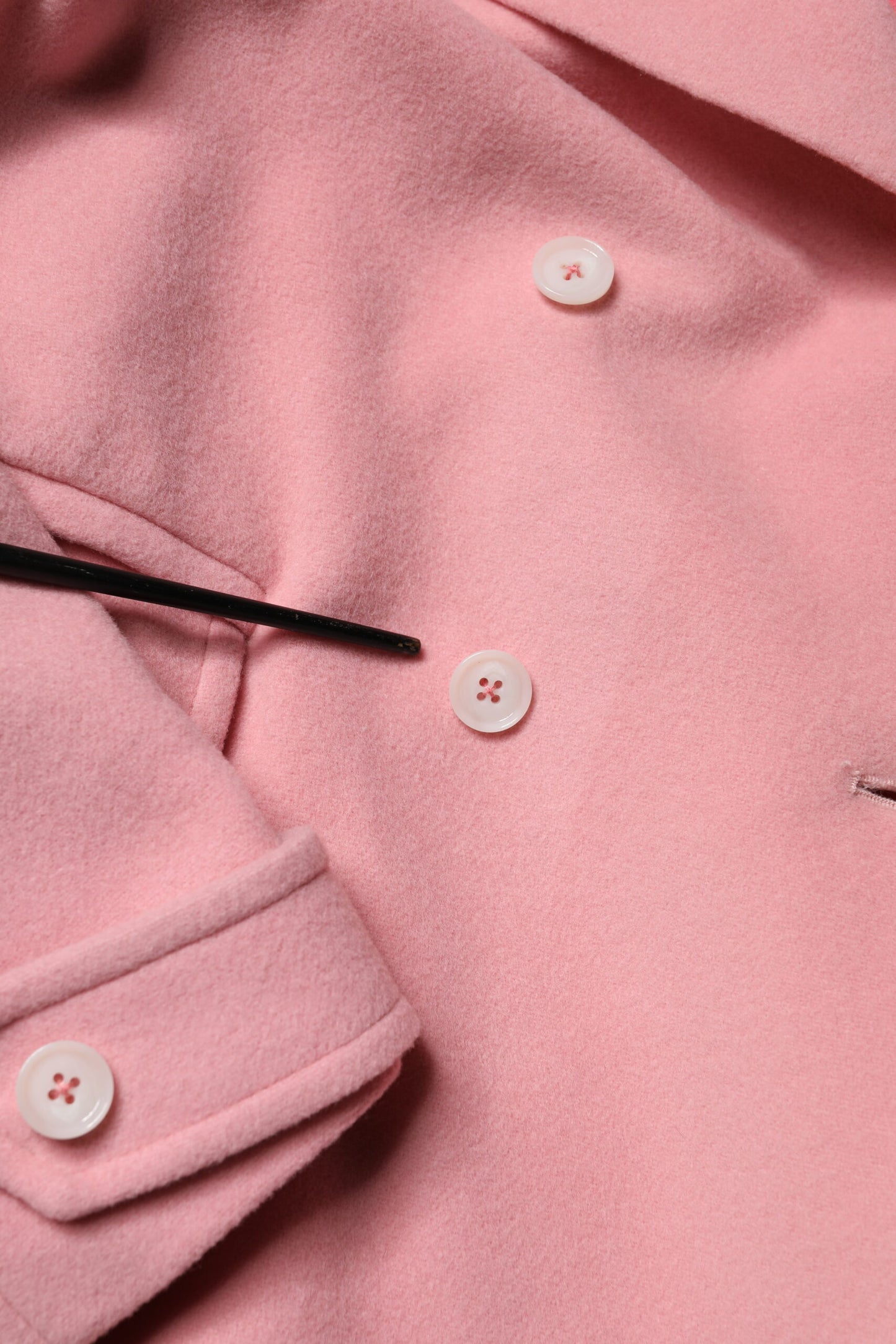 Pink Wool Double Breasted Blazer Coat Jacket