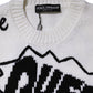 White Wool Knit Crew Neck Pullover Sweater