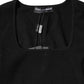 Black Square Neck Long Sleeves Pullover Top