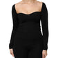 Black Viscose Long Sleeve Pullover Blouse Top