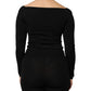 Black Viscose Long Sleeve Pullover Blouse Top