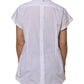 White Cotton Collared Short Sleeves Top
