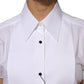 White Cotton Collared Short Sleeves Top