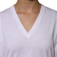White Cotton Short Sleeves V-neck T-shirt