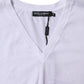 White Cotton Short Sleeves V-neck T-shirt