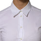 White Cotton Collared Long Sleeves Shirt Top