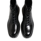 Black Leather Logo Ankle Boots Lace Up Shoes