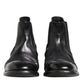 Black Leather Ankle Boots Slip On Shoes