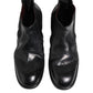 Black Leather Ankle Boots Slip On Shoes