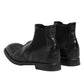 Black Leather Ankle Boots Slip On Shoes