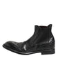 Black Leather Ankle Boots Slip On Shoes