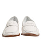 White Leather Loafers Moccasins Slip On Shoes
