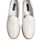 White Leather Loafers Moccasins Slip On Shoes