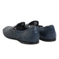 Blue Woven Leather Slip On Loafers Shoes