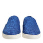 Blue Leather Lace Slip On Sneaker Shoes