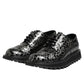 Black White Calfskin Chunky Derby Shoes