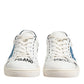 White Leather Printed Low Top Sneakers Shoes