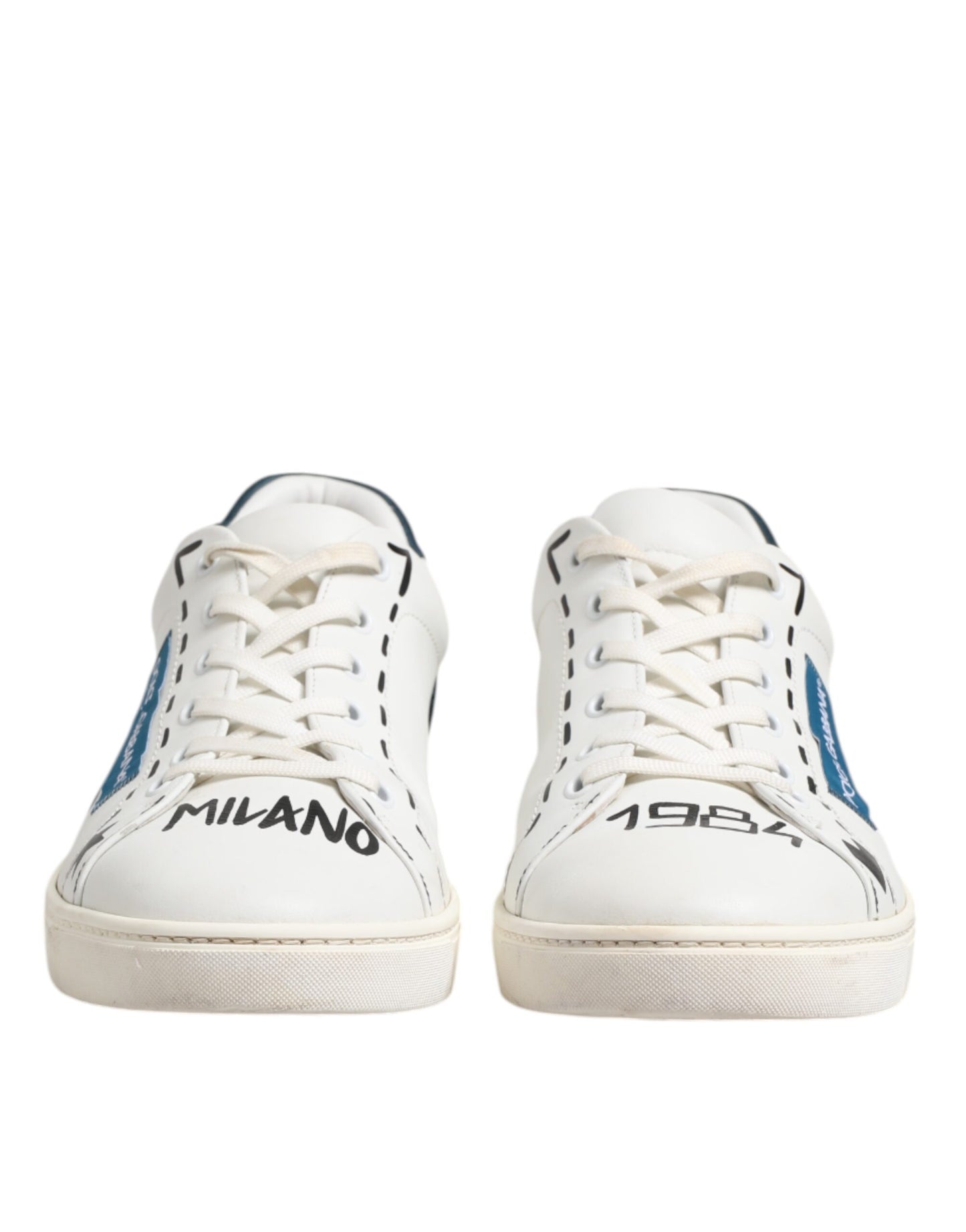 White Leather Printed Low Top Sneakers Shoes