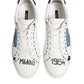 White Leather Printed Low Top Sneakers Shoes