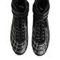 Black Quilted Leather Lace Up Sneakers Shoes