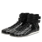 Black Quilted Leather Lace Up Sneakers Shoes
