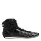 Black Quilted Leather Lace Up Sneakers Shoes