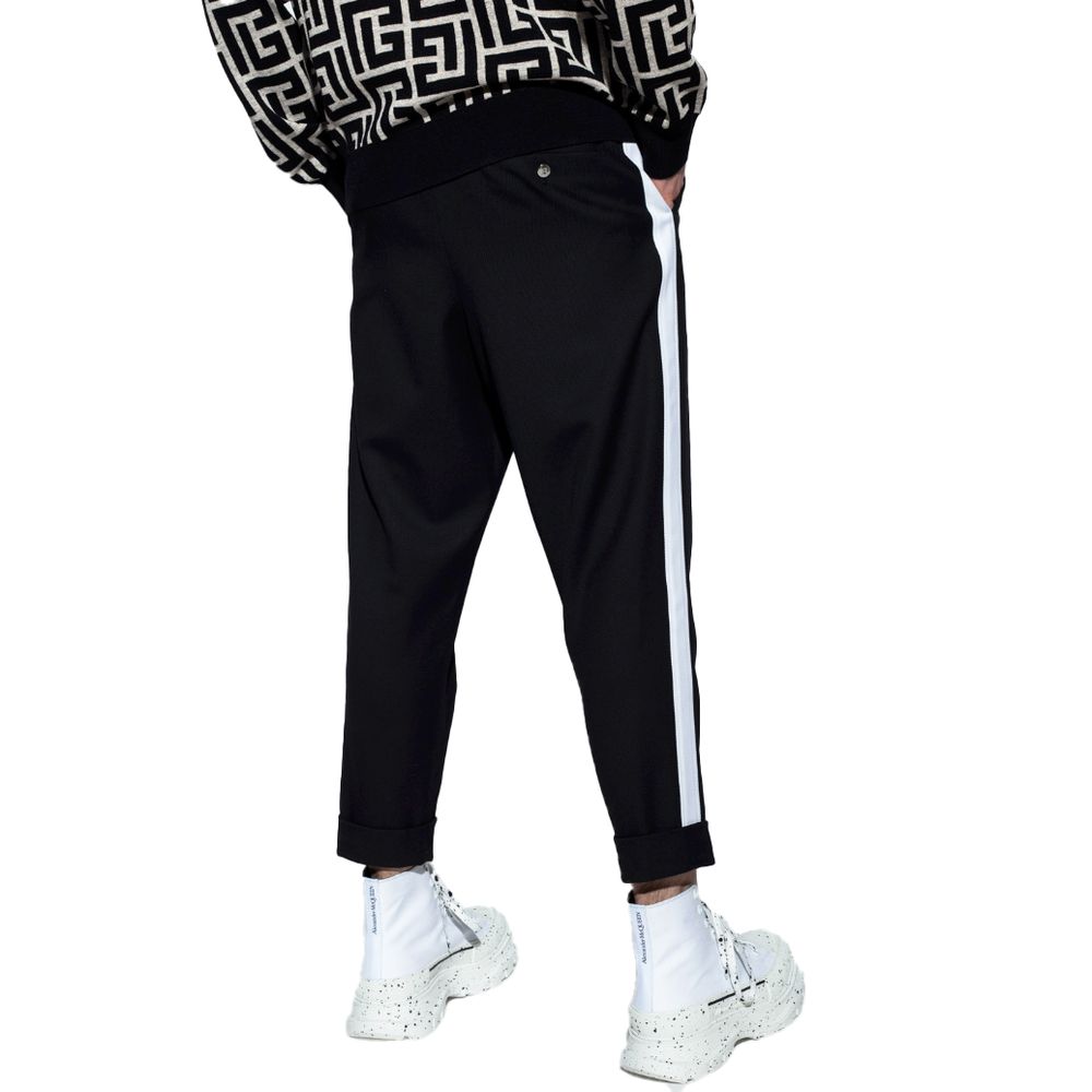 Black Cotton Men Trousers